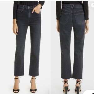 NWT Veronica Beard Joey Straight Leg High Rise Vanishing Point Raw Hem Jeans 28
